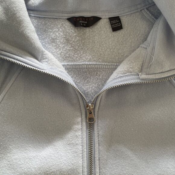 Danskin‎ Mixed Rib Half Zip Jacket LARGE Women's Pullover Halogen Baby Blue - Picture 5 of 10